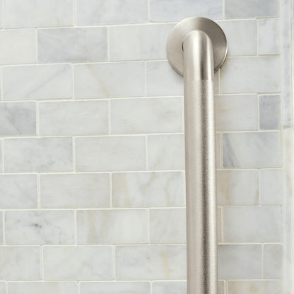 Moen Home Care Bathroom Safety 24 Inch Stainless Steel Handicap Grab Bar for Bathtub and Shower, Slip Resistant Peened Texture, Elderly Assistance Product, Polished Brass, R8724P