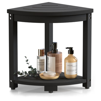 Waterproof HIPS Corner Shower Stool for Inside Shower, 17.2"H, White