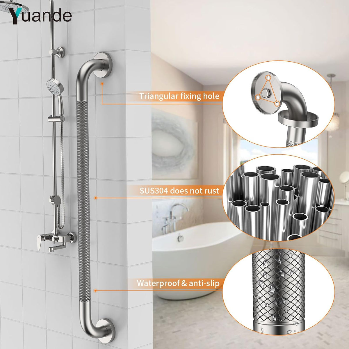 4 Pack 32 Inch Shower Grab Bar,Brushed Nickel Bathroom Grab Bar Handle