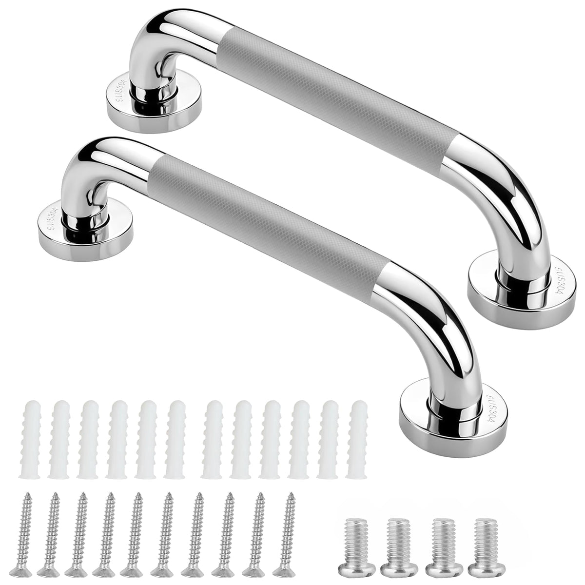 Grab Bars for Shower, 16 Inch Anti Slip Shower Handles for Senior, Safety Bathroom Shower Grab Bar, 304 Stainless Steel Handicap Grab Bars, Elderly Bathtub and Toilet Assist