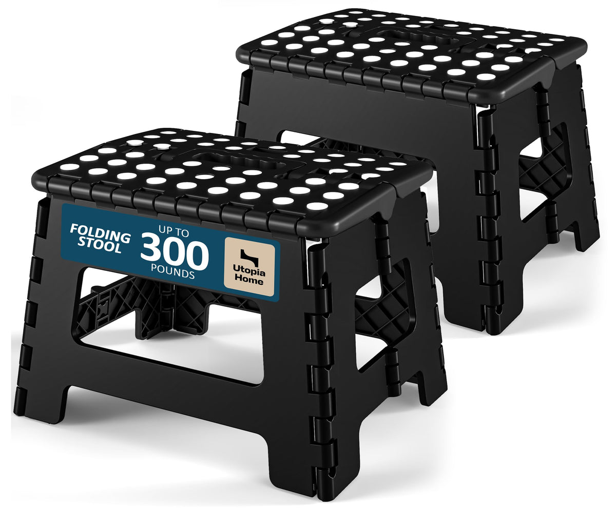 Utopia Home Folding Step Stool 9 Inch, Anti-Slip, White, 1-Pack