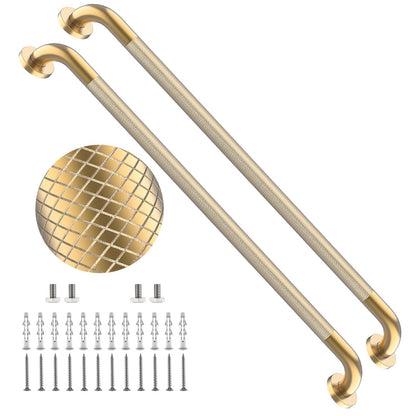 2 Pack 24 Inch Polished Chrome Anti Slip Knurled Shower Grab Bar
