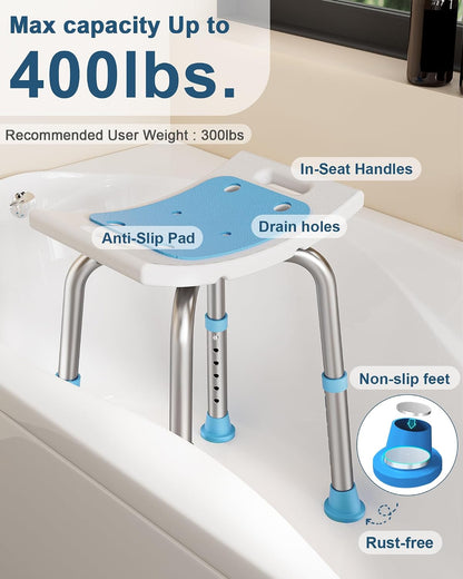 HOMLAND Shower Chair for Inside Shower, Adjustable Height Shower Stool