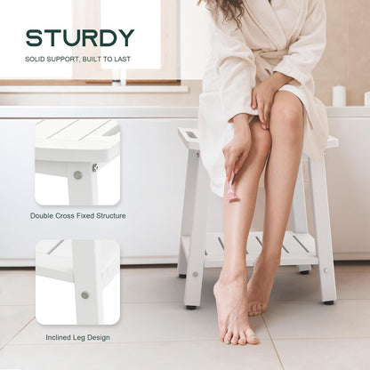 Waterproof HDPE Shower Bench for Inside Shower, Shower Stool, White