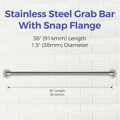 Stardrix 36-Inch ADA Compliant Grab Bar, 1.5" Diameter, Concealed Mounting Flanges, Handicap Friendly, Commercial & Residential Bathrooms, Brushed Stainless Steel