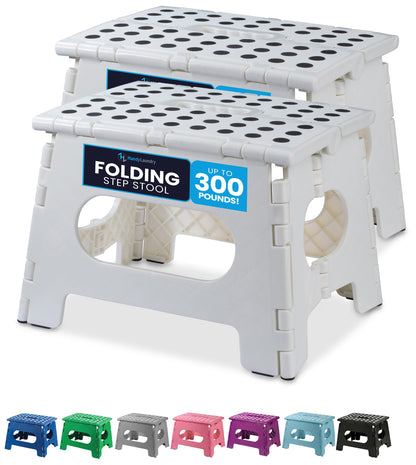 Handy Laundry Folding Step Stool 9 Inch, Pink, Non-Slip Holds 300 lbs