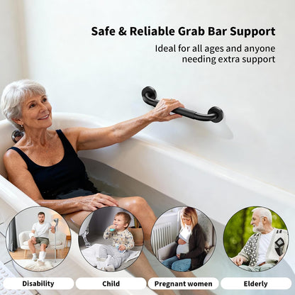 Anti-Slip Black Grab Bar 12 Inch, Grab Bar for Bathtub and Shower