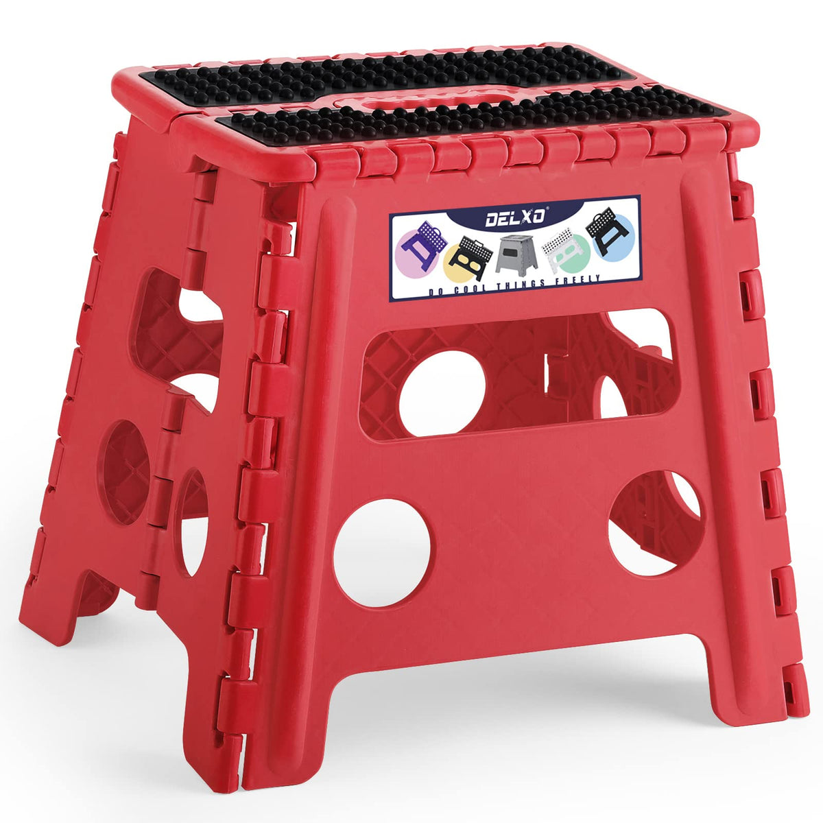 Delxo Folding Step Stool 13 Inch,300 Lbs Step Stool for Adults Black