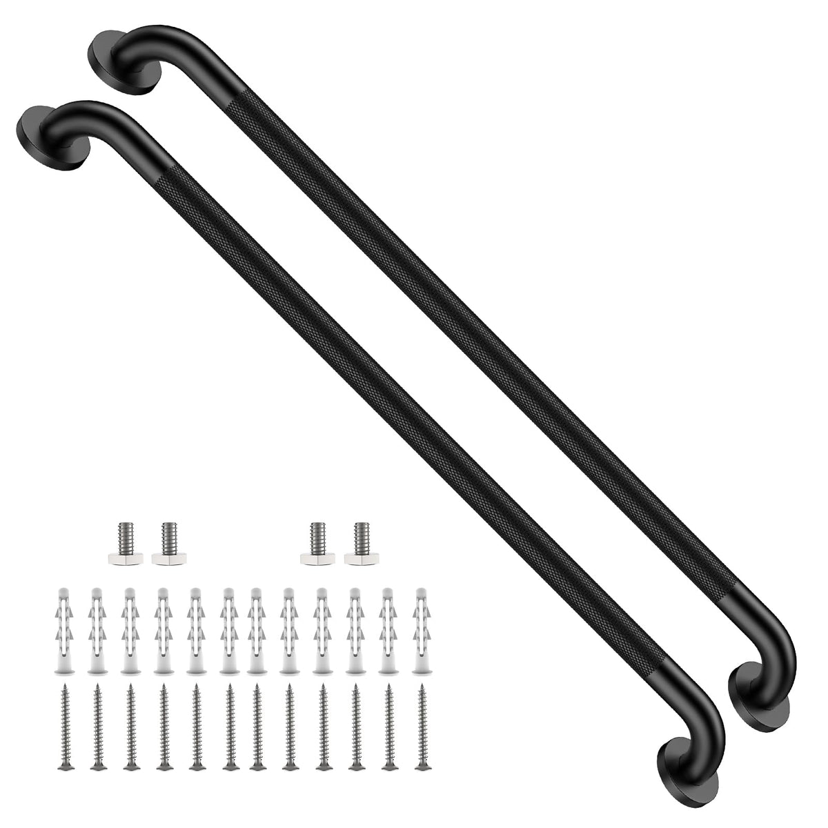 ZUEXT 2 Pack 16 Inch Chrome Anti Slip Shower Grab Bar with Knurled Grip