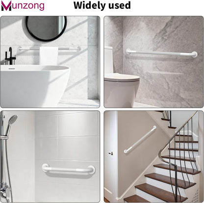 3 Pack Anti Slip Shower Grab Bar, Munzong 12" 16" 16" White Bathroom Bar