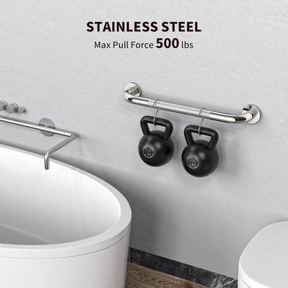 ZUEXT 2 Pack 16 Inch Chrome Anti Slip Shower Grab Bar with Knurled Grip