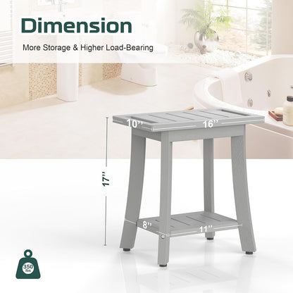 Waterproof HIPS Shower Bench for Inside Shower, Shower Stool, Grey