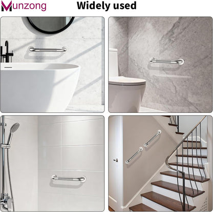12 Inch Anti Slip Grab Bars for Wall, Munzong Stainless Steel Shower Bars