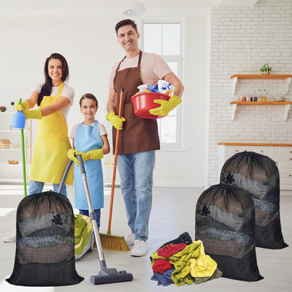 Windyun 9 Pcs Mesh Laundry Bags Drawstring Lockable Travel Storage, Black