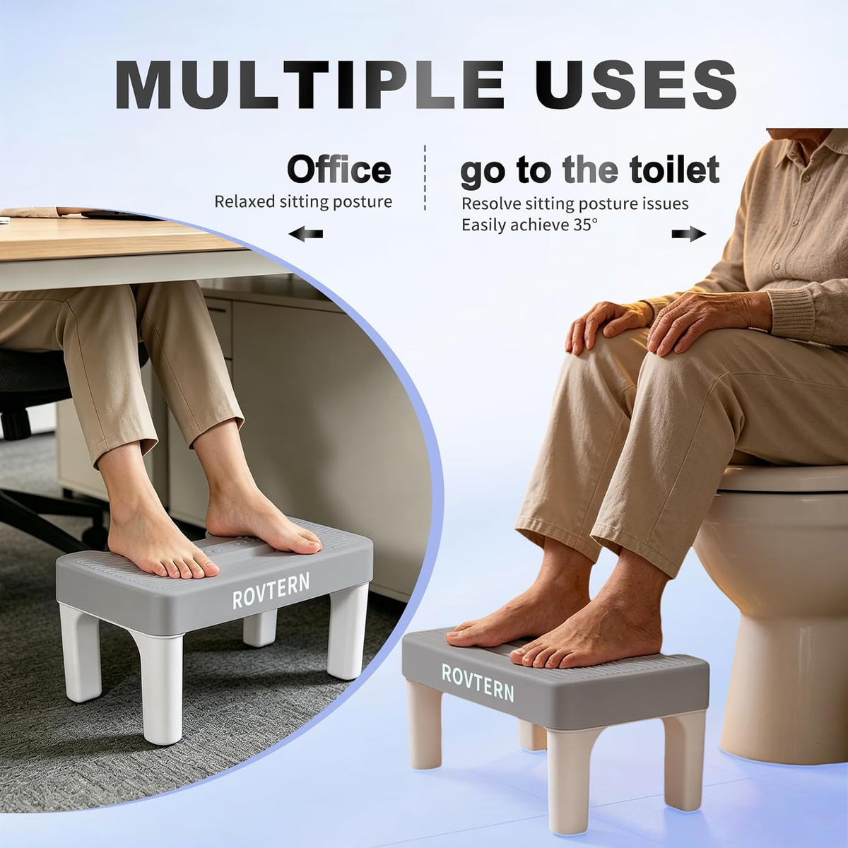6.7 Inch Step Stool,ROVTERN Portable Plastic Foot Stool,ROVTERN Non-Slip Potty Stool for Bathroom