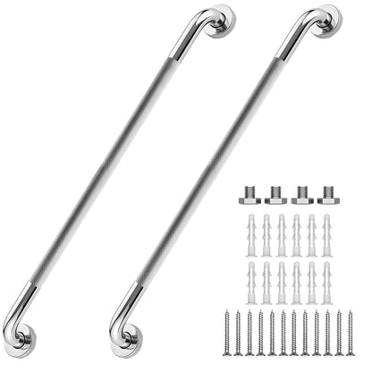 16 Inch Grab Bars 1.25" Dia,2 Pack Brushed Nickel 304 Stainless Steel Bathroom Grab Bar,Anti Slip Knurled Safety Bar,Wall Mount Handicap Grab Bars,Support Handrail for Seniors Elderly Injury