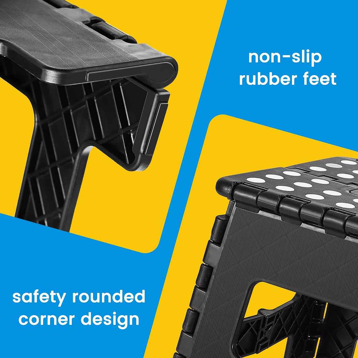 ACSTEP Folding Step Stool 9 Inch, Non-Slip Foldable Stools for Kids, Black