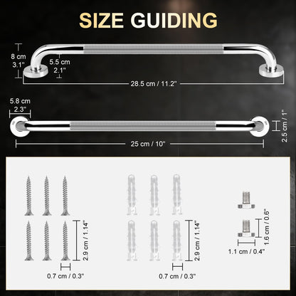 supregear Bathroom Grab Bar Rail, 304 Stainless Steel Non-Slip Bathroom Handle, Safety Handle, Indoor/Outdoor Auxiliary Handle for Kitchen Bedroom Bathtub, Shower and Steps, 10 inch