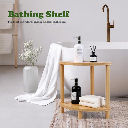 Bamboo Shower Stool for Inside Shower 2-Tier,Corner Shower Bench