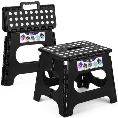 Delxo Folding Step Stool 13 Inch,300 Lbs Step Stool for Adults Black