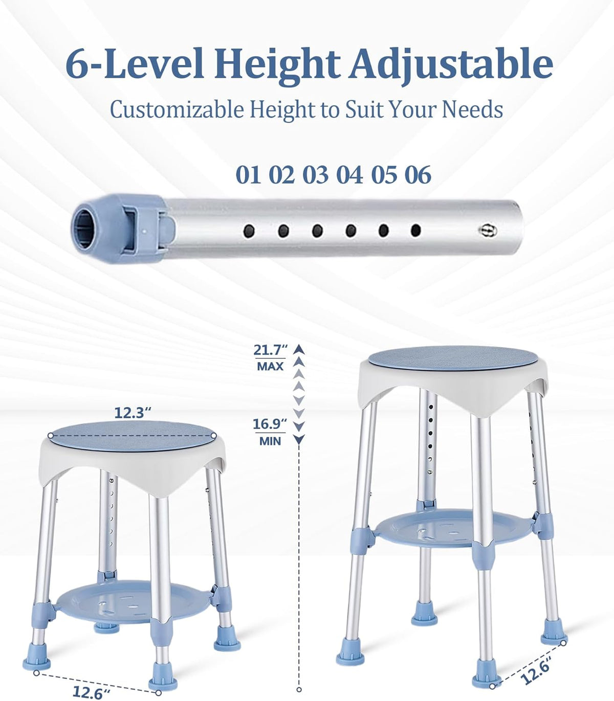 Shower Stool for Inside Shower, Small Shower Chair, Blue