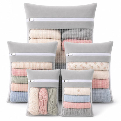 6-Piece Bag, Durable Cotton Mesh Laundry Bag, Sturdy Zipper, Breathable Mesh, Exquisite Laundry Bag for Underwear, Clothes, Pants, Shoes and Socks