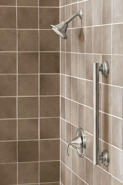 Moen YG0712BN Bathroom Safety 12-Inch Stainless Steel Modern Bathroom Grab Bar, Brushed Nickel
