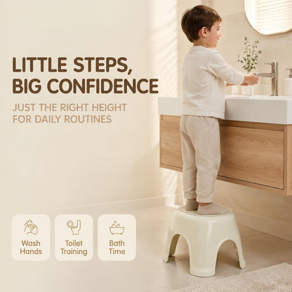 Plastic Step Stool, Heavy Duty Foot Stool with Anti-Slip Pads, Waterproof One-Piece Small Stool with Handle, Portable Stool for Bathroom, Shower, Kitchen & Entryway