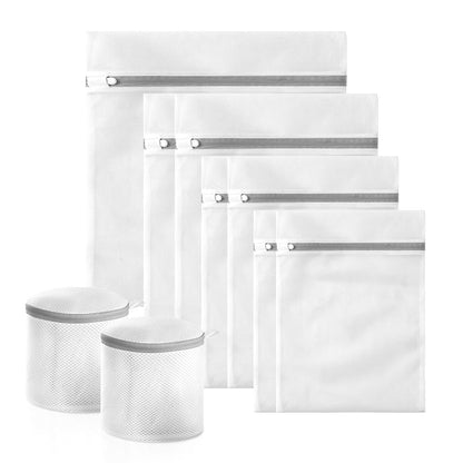 10 Pack Mesh Laundry Bags for Delicates with Non Rust Zipper- MDSXO White Laundry Bags Mesh Wash Bags, Easy Fit Bra, Sock,Lingerie,Sneaker,Baby Laundry for Washing Machine Travel Storage[1XL/3L/3M/3S]