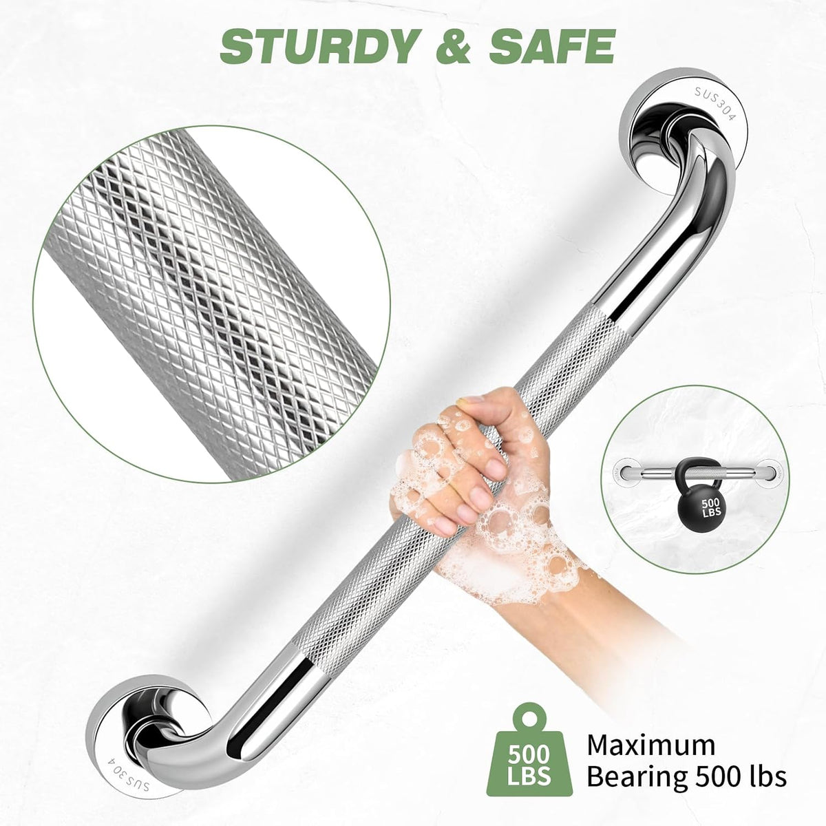 3 PCS Grab Bars for Seniors Bathroom 16" and 12" Shower Safety Handle