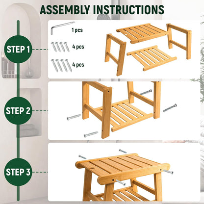 Bamboo Shower Bench Stool for Inside Shower Chair