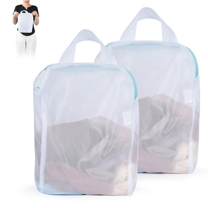 OTraki Large Mesh Laundry Bags 24x32 inch Hanging Delicates Mesh Laundry Bag with Handles Lingerie Bags Washing Machine Bag Zipper Opening,Don't Drying, Melting 140-176℉,White