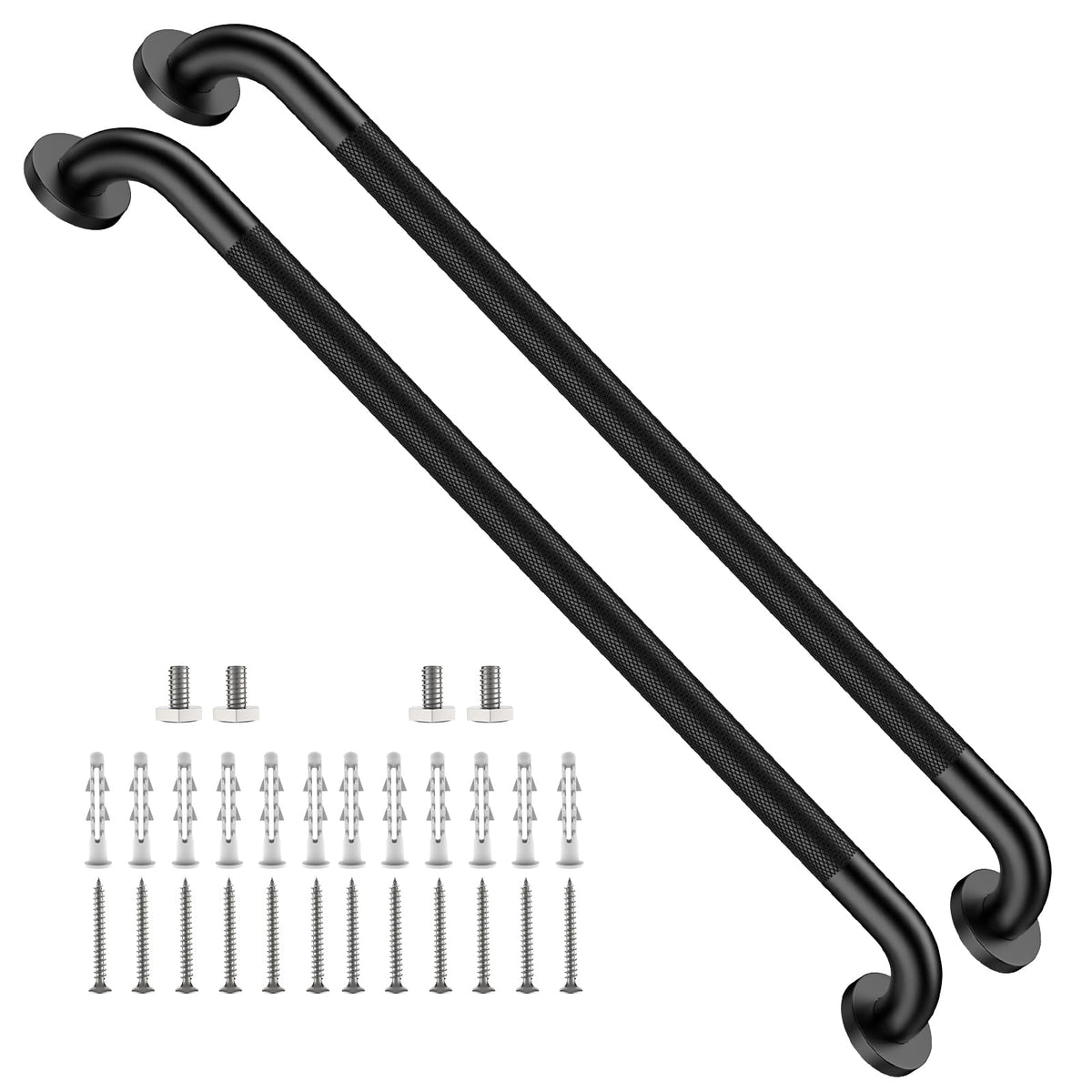 ZUEXT 2 Pack 16 Inch Chrome Anti Slip Shower Grab Bar with Knurled Grip