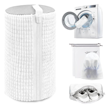 Shoe Washing Machine Bag,Laundry Shoe Bag for Washer and Dryer,Reusable Shoe Cleaning Bag for Sneakers,Tennis Shoes,With Self-locking Zipper, Microfiber Inside (2, Light =Grey)