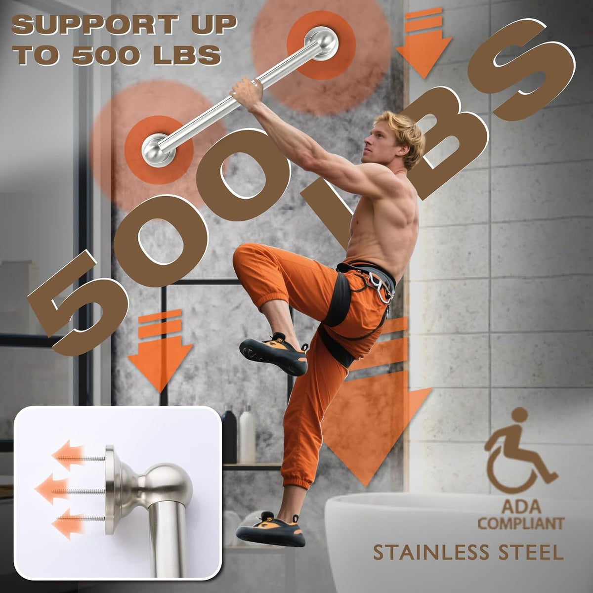 Shower Grab Bar, Safety Bathroom Assist Handle for Elderly 12 Inch