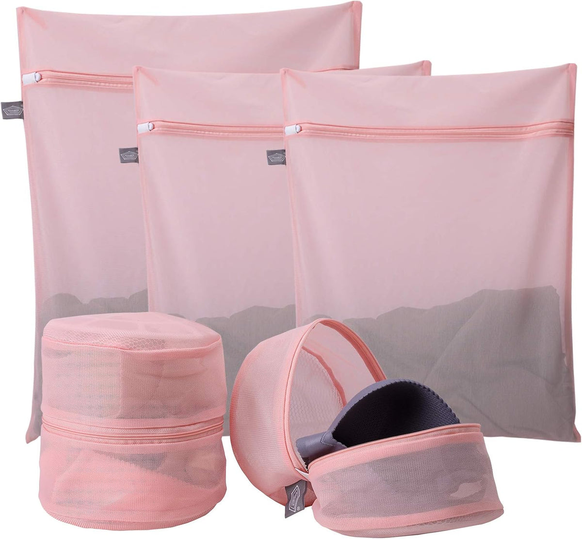 Kimmama Lingerie Bag for Washing Delicates, Pink Bra Bags for Laundry, 5pcs