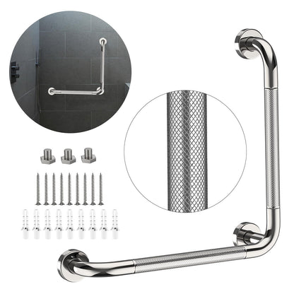 Brushed Nickel Angled Grab Bar 16x24 Inch, L-Shaped Grab Bars for Shower