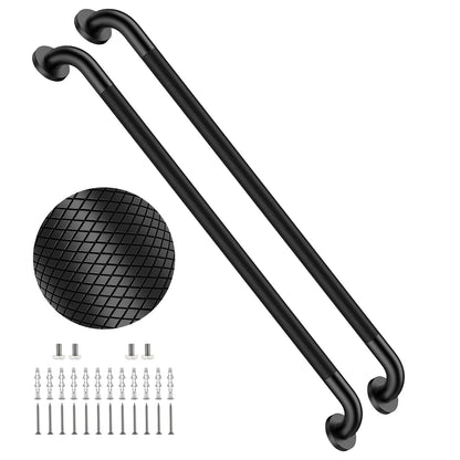 2 Pack 24 Inch Polished Chrome Anti Slip Knurled Shower Grab Bar