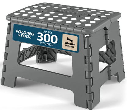 Utopia Home Folding Step Stool 9 Inch, Anti-Slip, Black, 1-Pack
