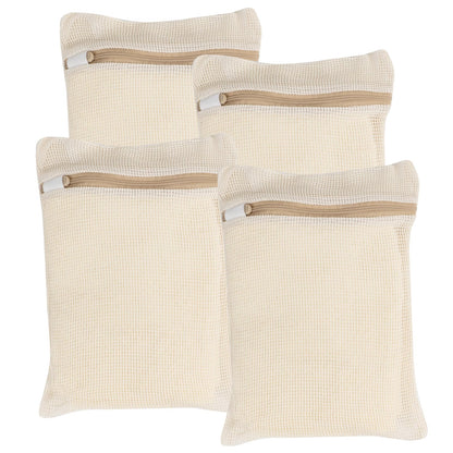 4-Piece Large Durable Organic Cotton Mesh Laundry Bags with Sturdy Zippers and Breathable Mesh are Delicate Laundry Bags for Underwear, Clothes, Pants and Socks