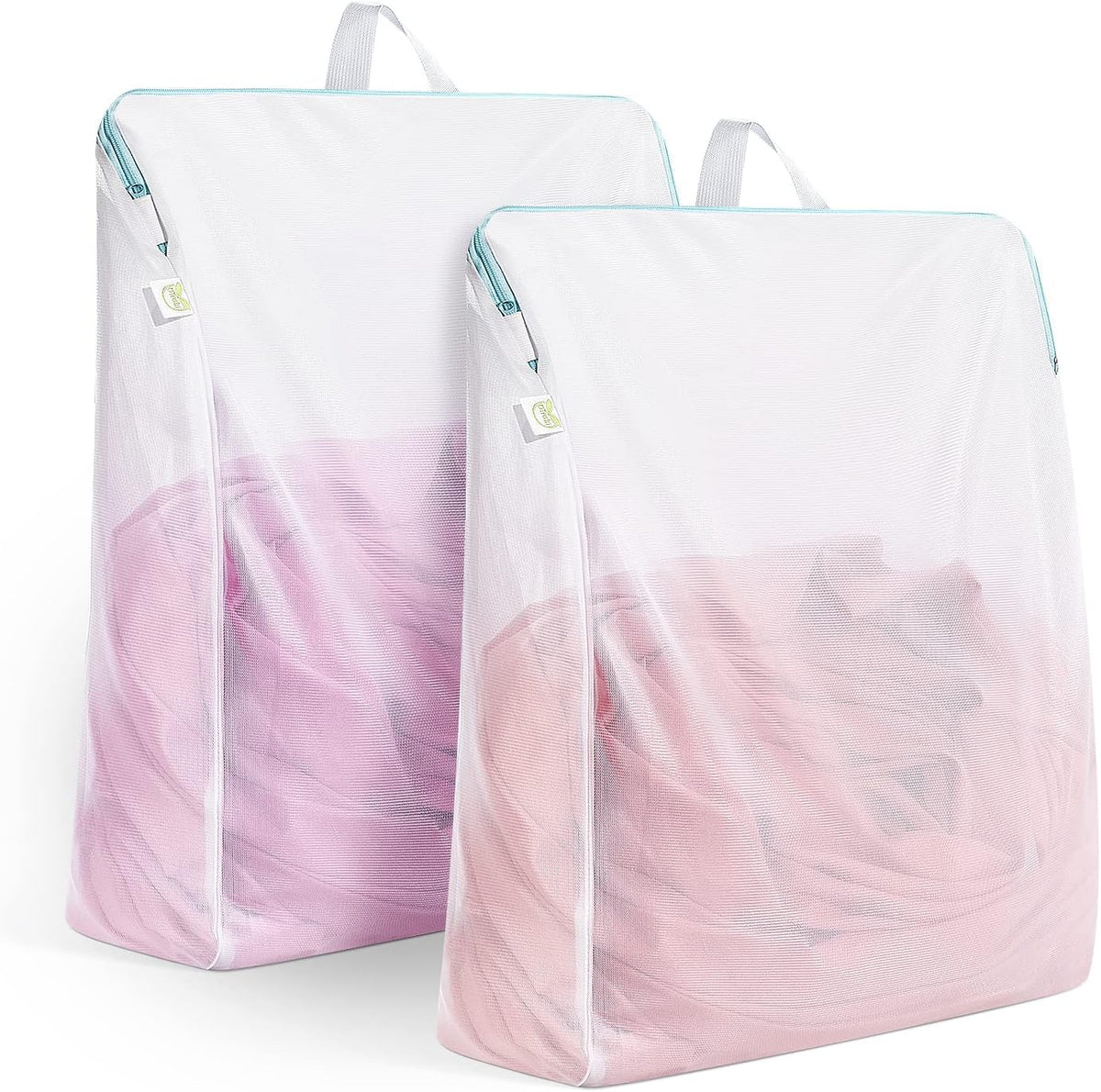 OTraki Large Mesh Laundry Bags 24x32 inch Hanging Delicates Mesh Laundry Bag with Handles Lingerie Bags Washing Machine Bag Zipper Opening,Don't Drying, Melting 140-176℉,White