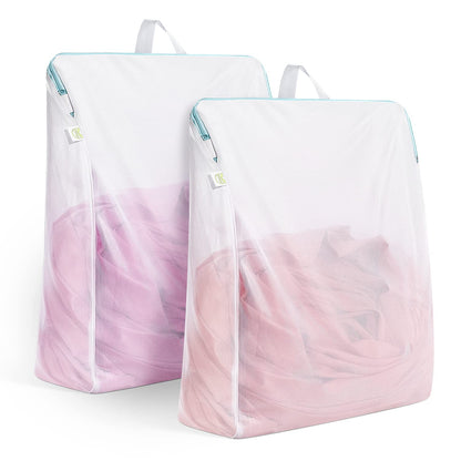 OTraki Large Mesh Laundry Bags 24x32 inch Hanging Delicates Mesh Laundry Bag with Handles Lingerie Bags Washing Machine Bag Zipper Opening,Don't Drying, Melting 140-176℉,White