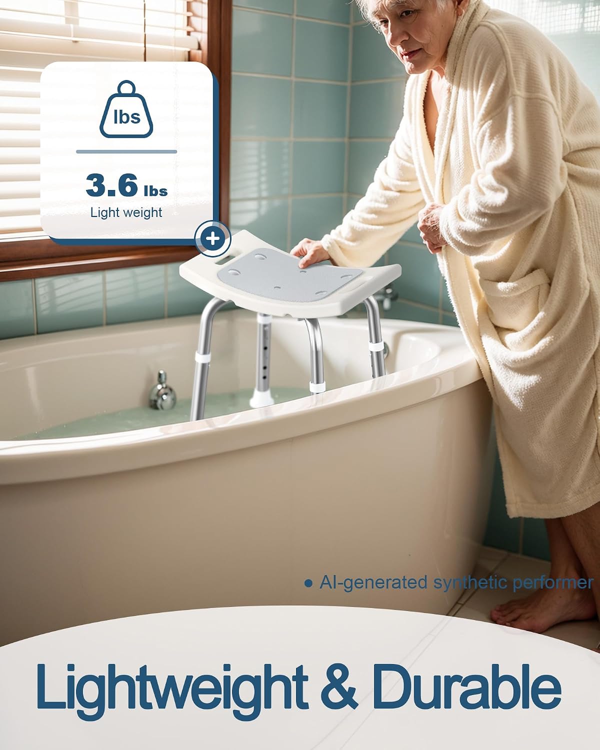 HOMLAND Shower Chair for Inside Shower, Adjustable Height Shower Stool