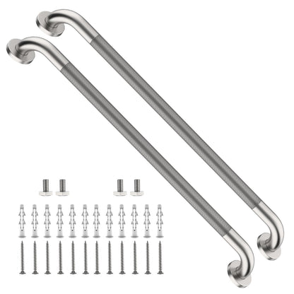 ZUEXT 2 Pack 16 Inch Chrome Anti Slip Shower Grab Bar with Knurled Grip
