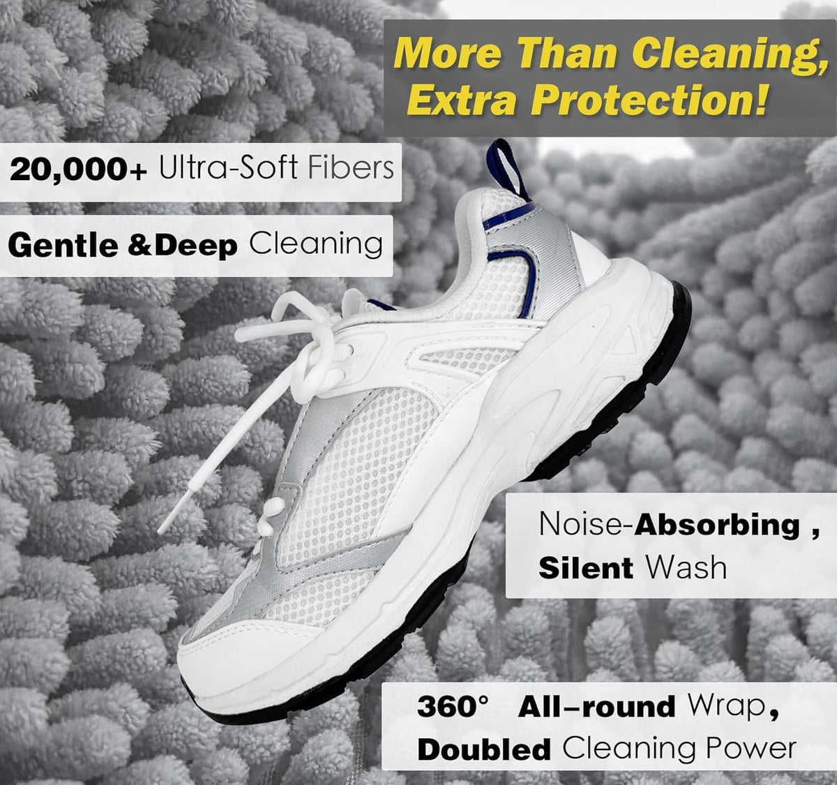 Shoe Washing Machine Bag,Laundry Shoe Bag for Washer and Dryer,Reusable Shoe Cleaning Bag for Sneakers,Tennis Shoes,With Self-locking Zipper, Microfiber Inside (2, Light =Grey)