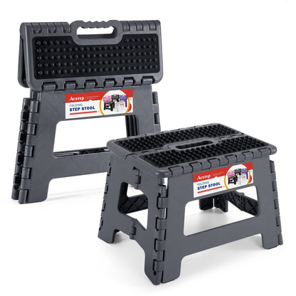 ACSTEP Folding Step Stool 9 Inch, Non-Slip Foldable Stools for Kids, Black