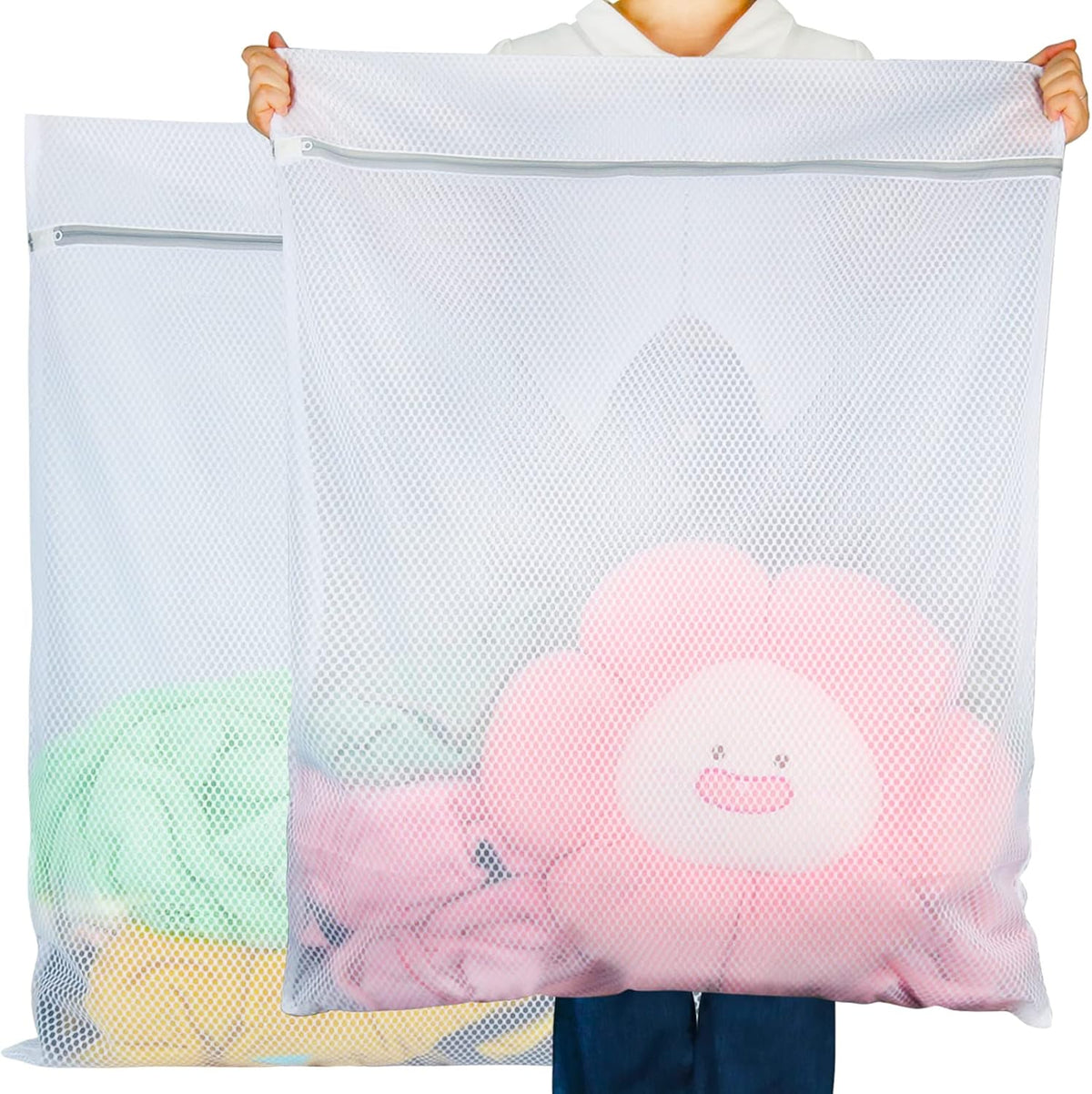 Vivifying Extra Large Mesh Laundry Bag, 2 Pack XXL Oversize Honeycomb Mesh Wash Bags for Washing Machine, Coats, Stuffed Toys, Blanket, Bedding, Sweater, Delicates Clothes (27 x 35 Inches)