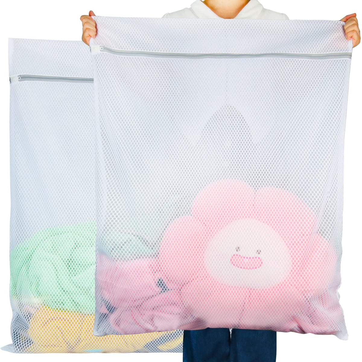 Vivifying Extra Large Mesh Laundry Bag, 2 Pack XXL Oversize Honeycomb Mesh Wash Bags for Washing Machine, Coats, Stuffed Toys, Blanket, Bedding, Sweater, Delicates Clothes (27 x 35 Inches)