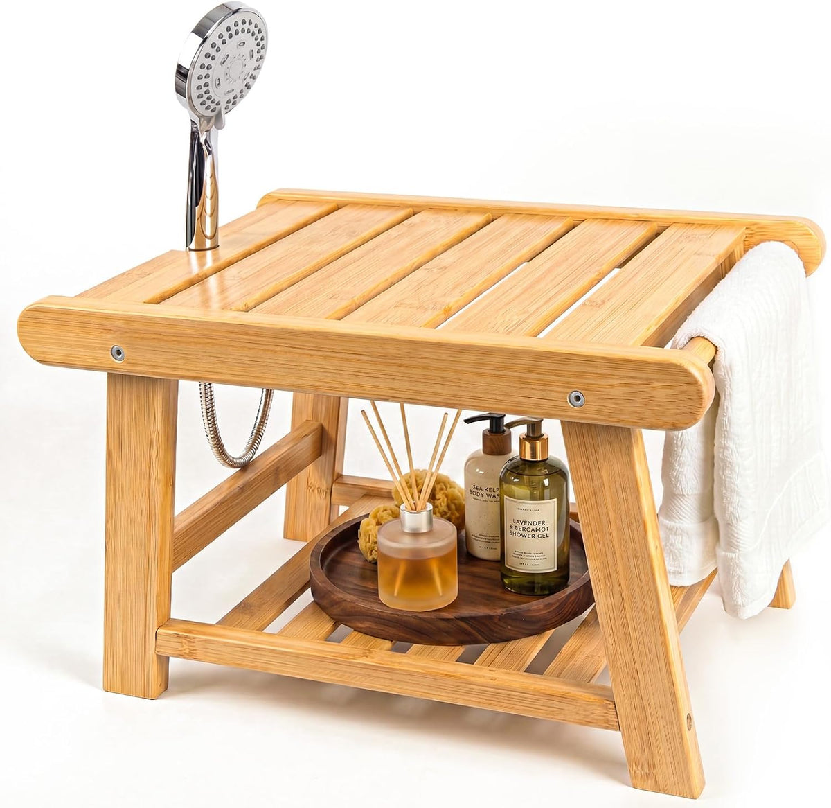 Bamboo Shower Bench Stool for Inside Shower Chair