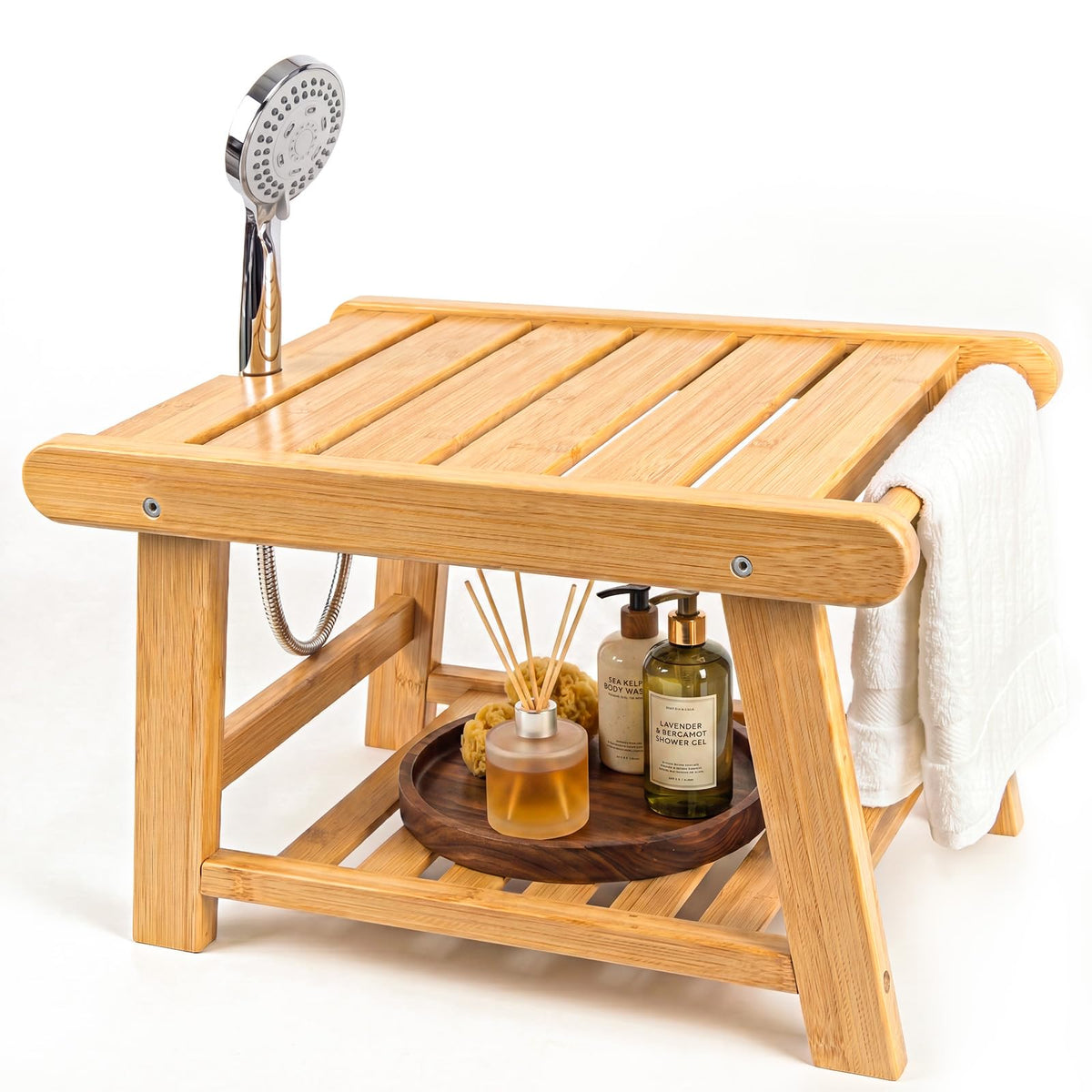 Bamboo Shower Bench Stool for Inside Shower Chair